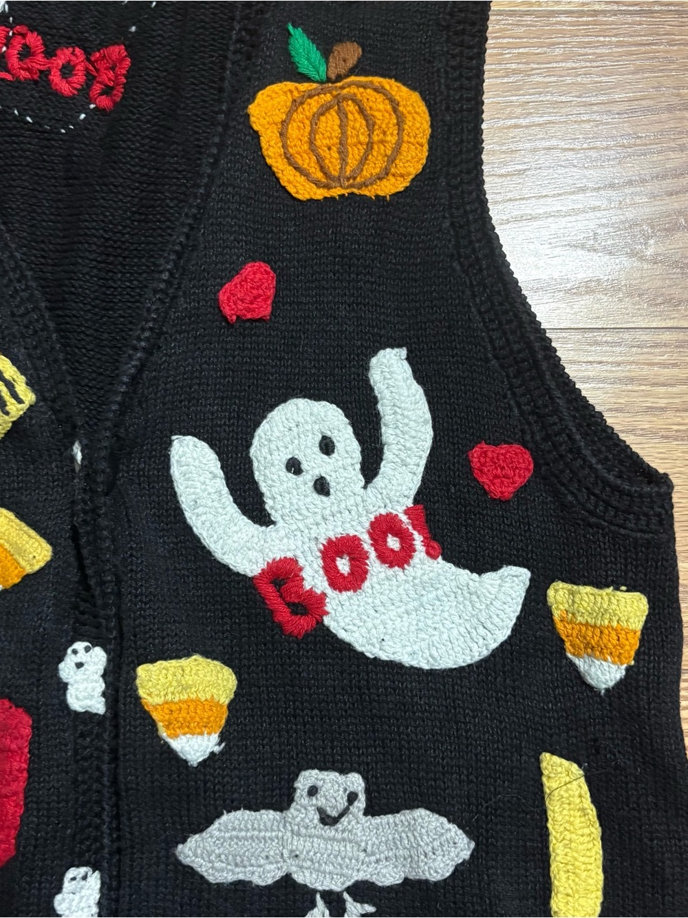 Vintage 90s Eagle’s Eye Knit Halloween Fall Sweater Vest Women’s Large Teacher - Picture 5 of 13